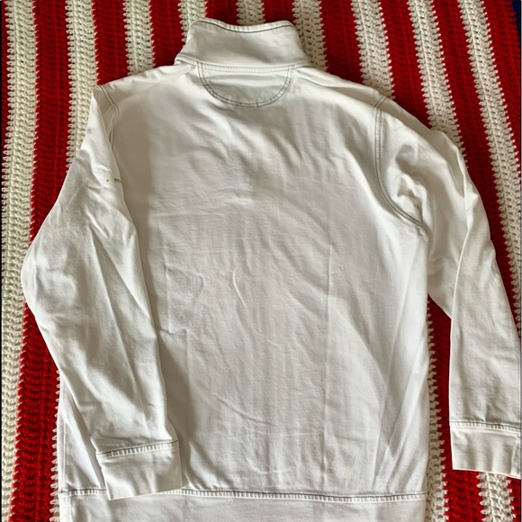 INDIGO PALMS White with lime green lining 1/4 zip front light sweatshirt-MED - Picture 4 of 9